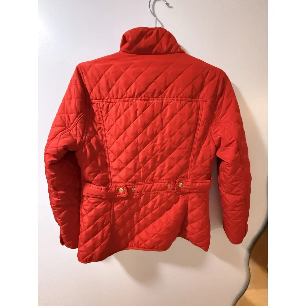 Crown & Ivy‎ Quilted Barn Gold Detail Buttons & Zip Jacket Red NWT PS 99.00$
